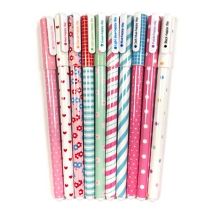Wrapables Cute Novelty Gel Ink Pens, 0.5mm Fine Point (Set of 10) for School, Office, Stationery, Hearts & Stripes Multicolor Ink - 1 of 4