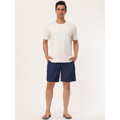 Lars Amadeus Men's Solid Color Drawstring Lightweight Swimwear Beach Board Shorts 2 Packs Navy/Red 34 — фото 3