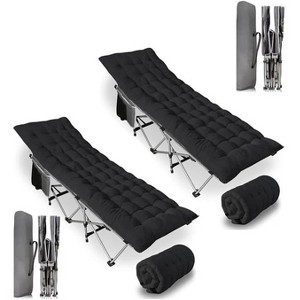 Zone tech Outdoor Camping Travel Cot and Cot Pad - High Quality Foldable and Portable Adult & Kids Travel Cot w/Large Pocket and Cushion Black - 1 of 4