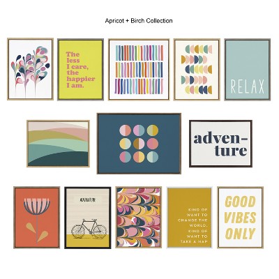 Good Vibes Only Yellow Canvas Motivational Print with Natural Frame