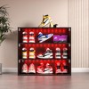 QingMoon Stackable Shoe Storage Boxes, 3-Tier Wooden Shoe Cabinet, Shoe Display Rack with Flip Glass Doors for Organizer of Shoes - 2 of 4