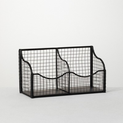 Sullivans Mesh Black Iron Wall Storage Organizer 6.5"H Black