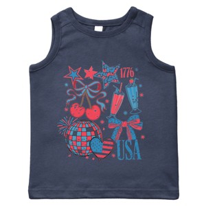 The Juniper Shop Patriotic Disco Collage Toddler Tank - 1 of 4