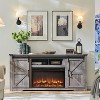 SinCiDo 80 Inch TV Ready Farmhouse Fireplace Stand, 32″ High Entertainment Center with Drawer, Sliding Barn Door & 70″ Media Storage - 3 of 4