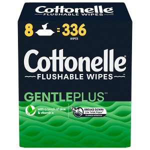 Cottonelle GentlePlus Flushable Wipes, Rigid Flip-Top, 336 Ct - 1 of 4