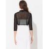 INSPIRE CHIC Women's Mesh 3/4 Sleeves Open Front Elegant Ruffle Crop Bolero Shrugs - 3 of 4