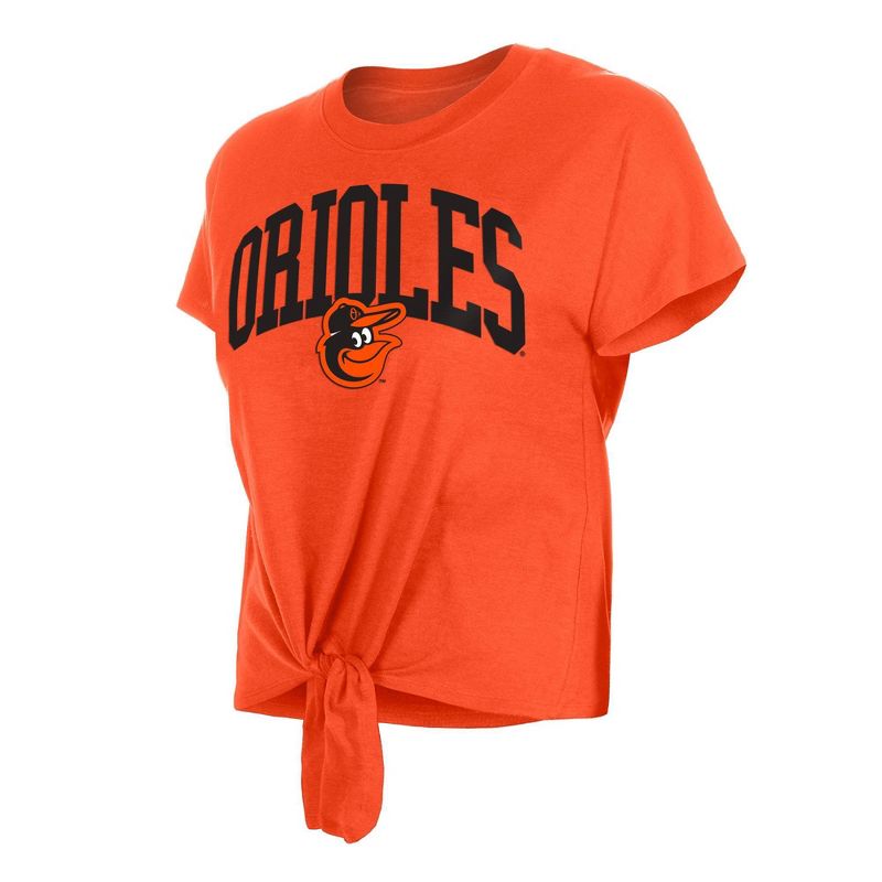 MLB Baltimore Orioles Women&#39;s Front Knot T-Shirt, 3 of 7