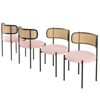PexFix 4Pcs Modern Upholstered Dining Chairs Rattan Back Dining Room Chairs Accent Kitchen Chairs with Metal Legs Pink - 2 of 4