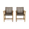 Modern Patio Arm Chair Set Of 2,High-quality Patio Chair With Acacia Wood Frame,Rope Weave Design,Patio Chairs -Maison Boucle - 3 of 4