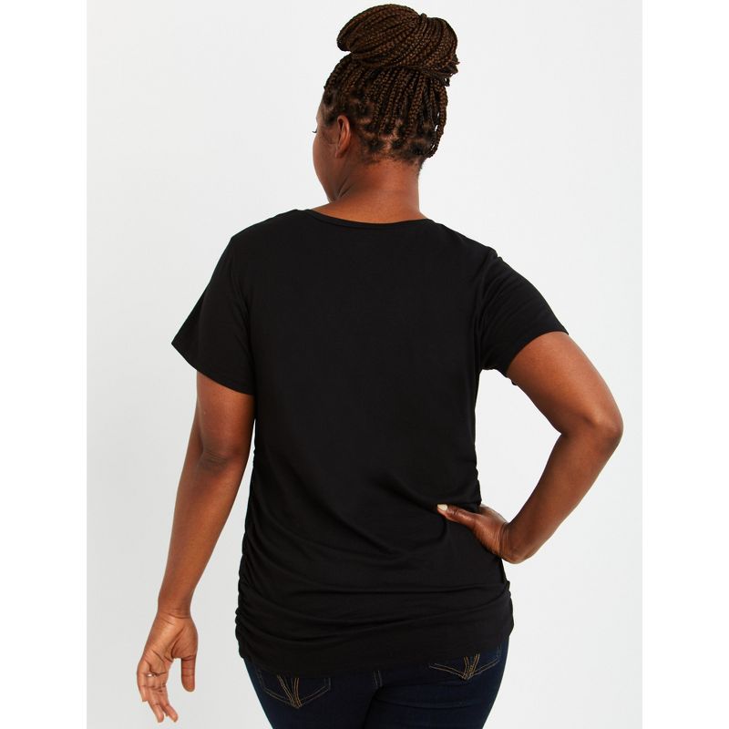 Plus Size V-neck Side Ruched Maternity Tee | Motherhood Maternity, 3 of 4