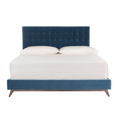 Queen Tsarina Velvet Tufted Bed Dusty Blue - Safavieh