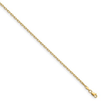 Black Bow Jewelry 3mm 14k Yellow Gold Hollow Open D/C Cable Chain Necklace