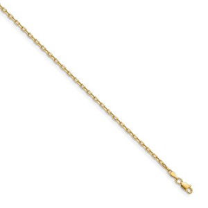 Black Bow Jewelry 3mm 14k Yellow Gold Hollow Open D/C Cable Chain Necklace - 1 of 4
