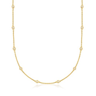 Ross-Simons 0.50-1.00 ct. t.w. Bezel-Set Diamond Station Necklace in 18kt Gold Over Sterling