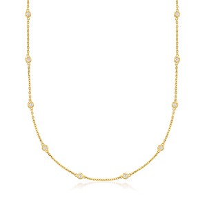 Ross-Simons 0.50-1.00 ct. t.w. Bezel-Set Diamond Station Necklace in 18kt Gold Over Sterling - 1 of 3