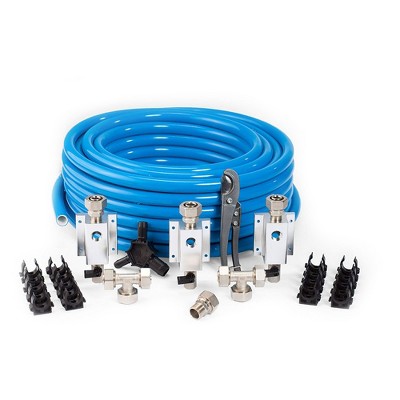 MaxLine M7580 300 Foot 0.75 Inch Semi Flexible Compressed Air Tubing Accessories Master Kit with Full Set for Plumbing Systems, Blue