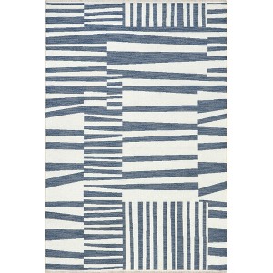 Nuloom Kelcey Abstract Striped Pet Friendly Premium Machine Washable Reversible Area Rug, 5' x 8', Blue - 1 of 4