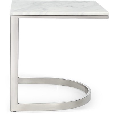 Copley Chrome and Stone C-Form Accent Table