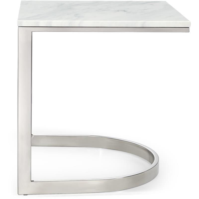Meridian Furniture Copley Contemporary Stone End Table in Chrome, 3 of 8