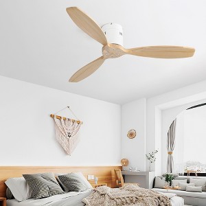 Wanze of Ocean 52 in. Indoor/Outdoor White Solid Wood Blade Ceiling Fan with Remote Control and 6-Speed Reversible DC Motor - 1 of 4