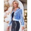 INSPIRE CHIC Women's Sequin Long Sleeve Glitter Shiny Party Bomber Jacket - 3 of 4