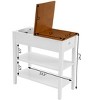 HDZNVF Narrow 2 tone End Table with USB Charging Ports for Small Space, White and Walnut - 2 of 4