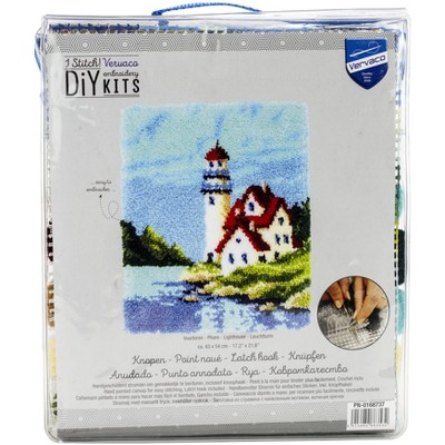 Vervaco Latch Hook Rug Kit 17.2"X21.6"-Lighthouse
