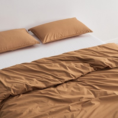Canyon Brown Cotton Percale Queen Duvet Cover Set