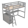 Sapphtopaz Loft Bed with Desk Wood Loft Bed with ladder & Guardrail,Space-Saving Beds Frame with Drawers & Shelves for Teen&Adult - 2 of 4