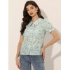 INSPIRE CHIC Women's Puff Short Sleeves Point Collar Button Down Floral Shirts - 2 of 4