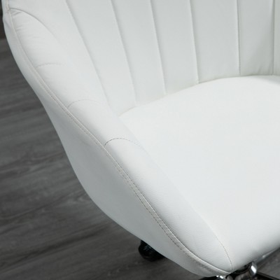 White Leather Mid-Back Swivel Office Chair with Adjustable Arms