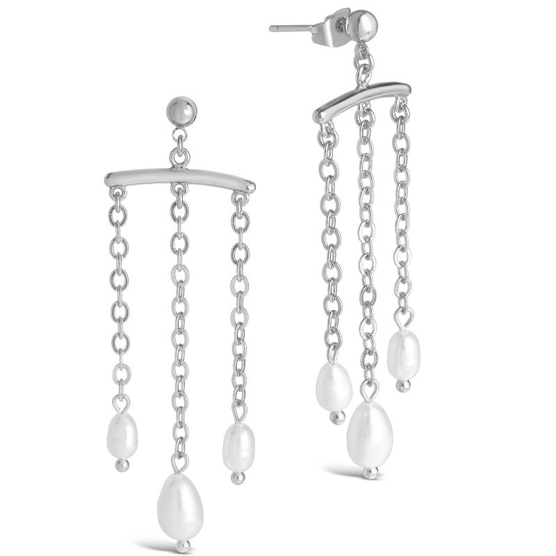SHINE by Sterling Forever Chains & Pearls Chandelier Drop Earrings - Silver, 2 of 3