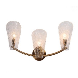 LNC Azfenro Polished Gold and Texture Glass Modern/Contemporary  Vanity Lights, 1 Light/2 Light/3Light/4Light - 1 of 4