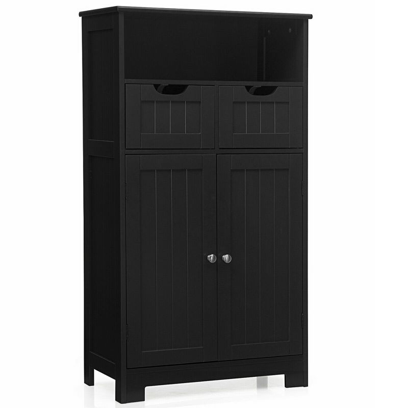 Costway Bathroom Floor Cabinet Wooden Storage Organizer w/Drawer Doors, 1 of 11