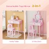 JOYMOR Kids Vanity Set with 7 pcs Makeup, 2-in-1 Table & Chair with Mirror, Drawer & Storage Box (Pink) - 3 of 4