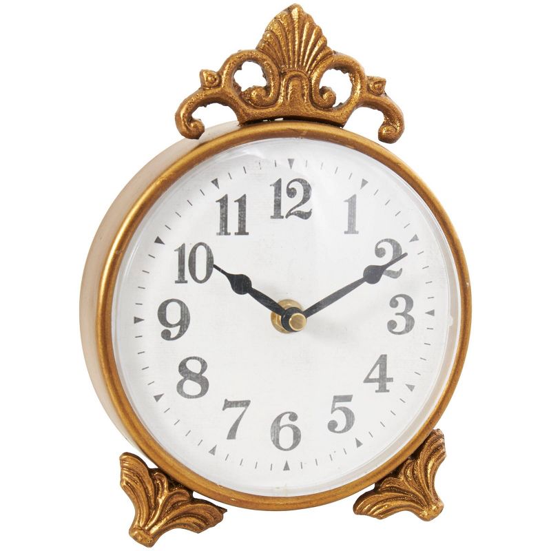 9&#34;x6&#34; Metal Scroll Antique Style Clock Gold - Olivia &#38; May, 1 of 10