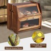 Bread Box, Double Layer Acacia Wooden Bread Bin with Clear Acrylic Door Panel, Air Vents, Countertop Bread Container, Rustic Brown Bread Holder - 3 of 4