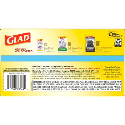Glad Tall Kitchen Drawstring Trash Bags OdorShield - Febreze Fresh Clean - Gray - 50ct/13gal