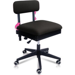 Pink Power Black Sewing Chair with Wheels and Adjustable Back Support - Ergonomic Hydraulic Armless Sewing Machine Chair for Crafting, Quilting - 1 of 4
