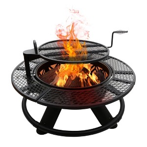 Bestier Fire Pit with Grills Grate, 47" Outdoor Firepit for Outside Wood Burning - 1 of 4