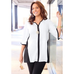 Catherines Petite High-Low Contrast Blouse - 1 of 4