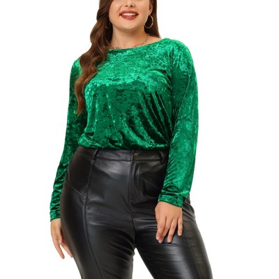 Agnes Orinda Women's Plus Size Velvet Long Sleeve Festival Fashion Top