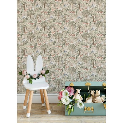 Almond Vintage Forest Critters Peel and Stick Wallpaper Roll