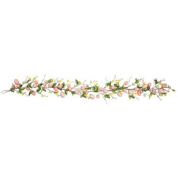 Northlight Easter Eggs and Flower Buds Artificial Garland - 6' - Pink