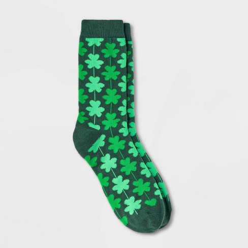 Women's Tonal Shamrocks St. Patrick's Day Crew Socks - Dark Green 4-10 - image 1 of 3