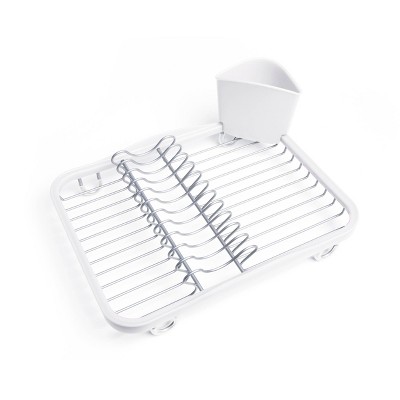 White Metal In-Sink Dish Rack with Utensil Cup