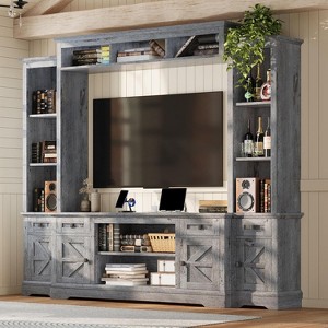 AMERLIFE Farmhouse Entertainment Center Wall Unit with Bookshelves - 1 of 4