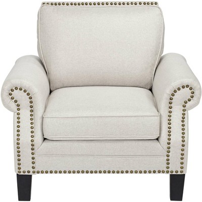 Clyde Park Off-White Linen Nailhead Accent Chair