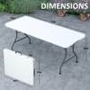 SKONYON 6ft Folding Table Portable Fold-in-Half Table Heavy-Duty - 3 of 4