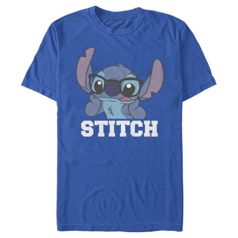 Men's Lilo & Stitch Silly Black Glasses T-shirt - Royal Blue - Medium ...